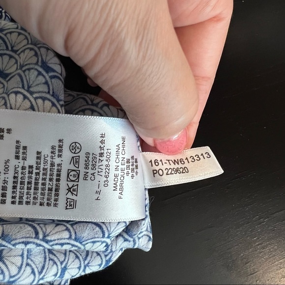 Tommy Bahama Fan Festival split neck dress shell print blue lightweight sz M - Picture 10 of 11